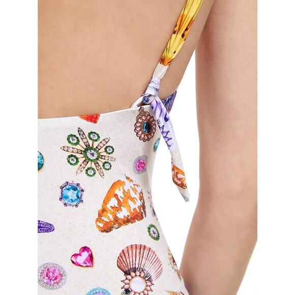 Gottex Round Neck One-Piece Swimsuit Sea Shells Starfish Size 14 23WS137 - Picture 7 of 15